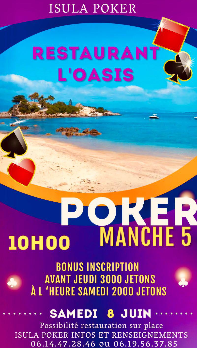 Poker manche 5 Samedi 8 Juin 2024 Restaurant l'Oasis Corsica